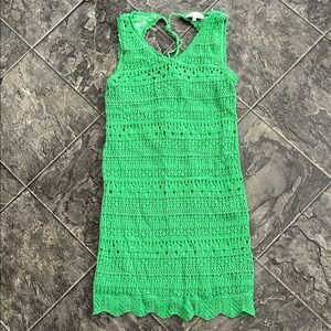 ⭐️NWOT FRESHMAN 1996 Kelly Green Crochet Keyhole Midi Dress Resortwear Holiday